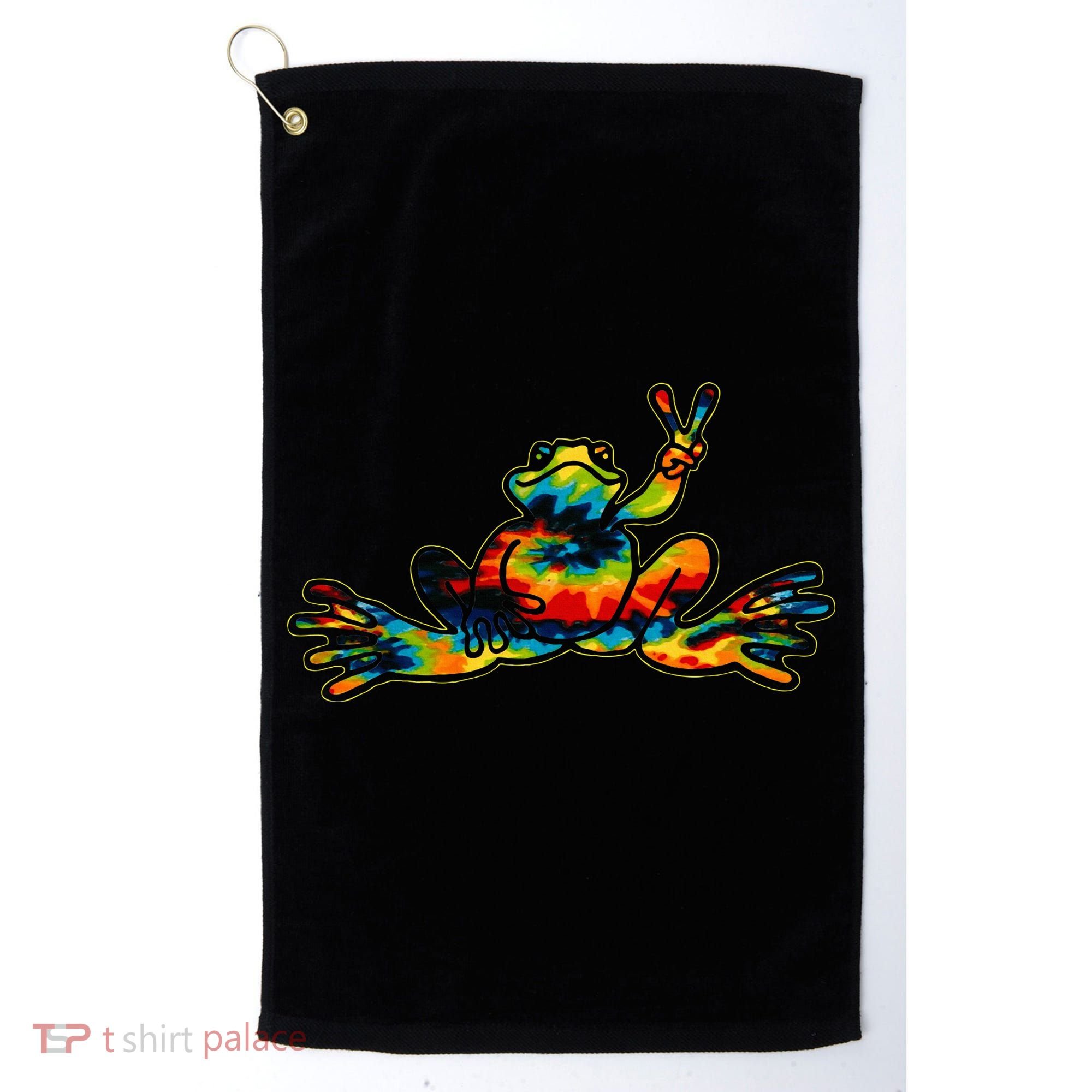 Cool Peace Frog Tie Dye 1960s Fashion Nonconformists Golf Towel