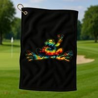 Cool Peace Frog Tie Dye 1960s Fashion Nonconformists Golf Towel thumb 1