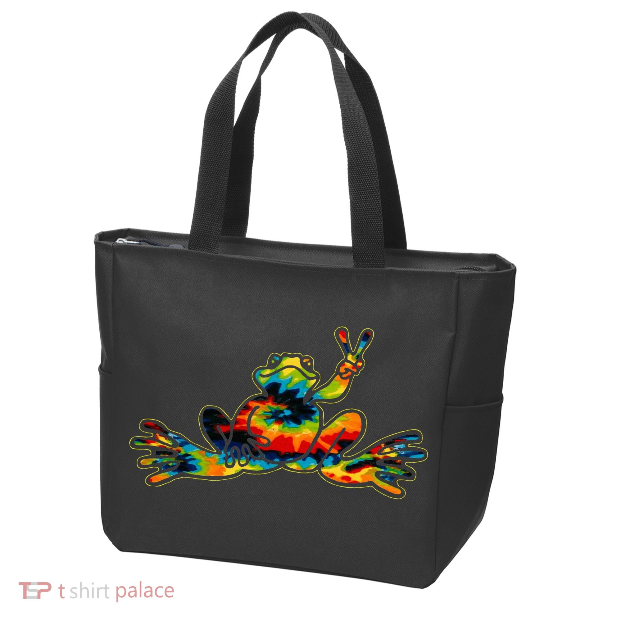 Cool Peace Frog Tie Dye 1960s Fashion Nonconformists Tote Bag