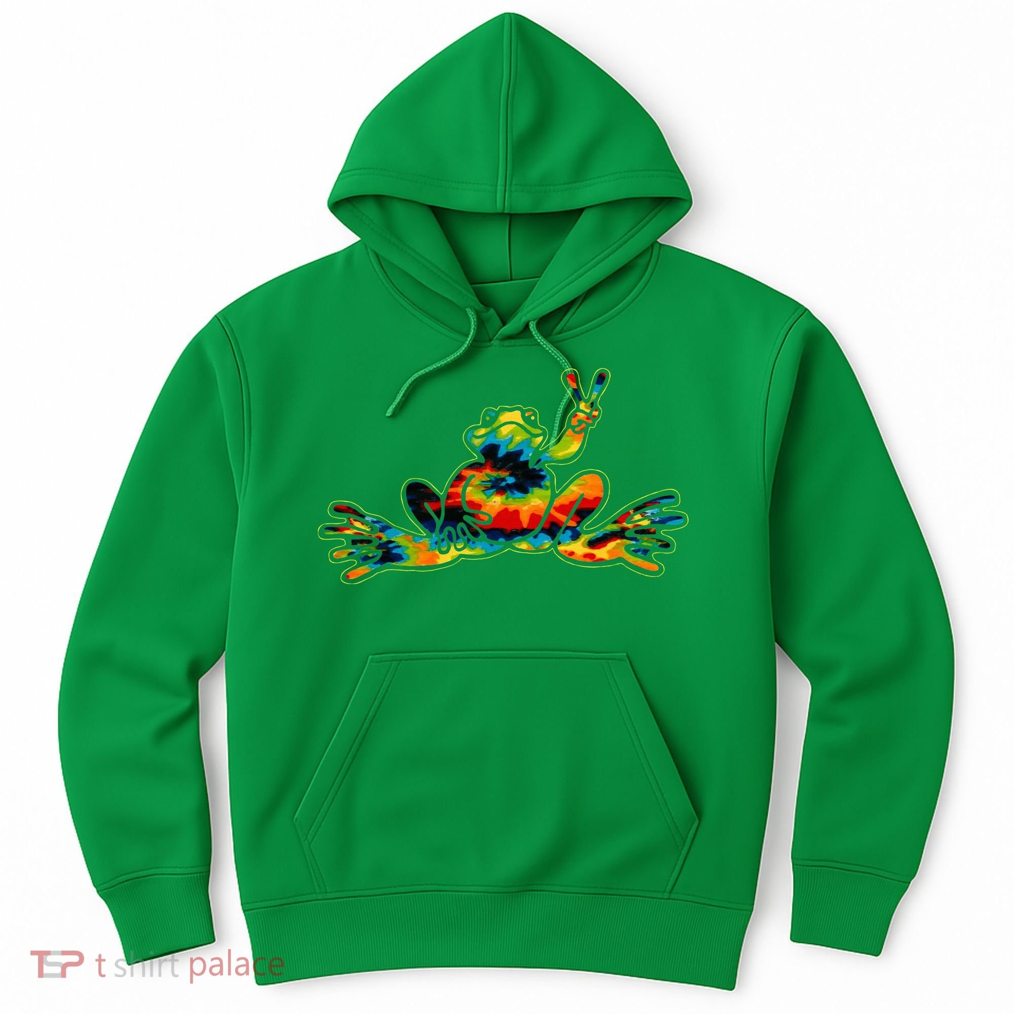 Cool Peace Frog Tie Dye 1960s Fashion Nonconformists Hoodie