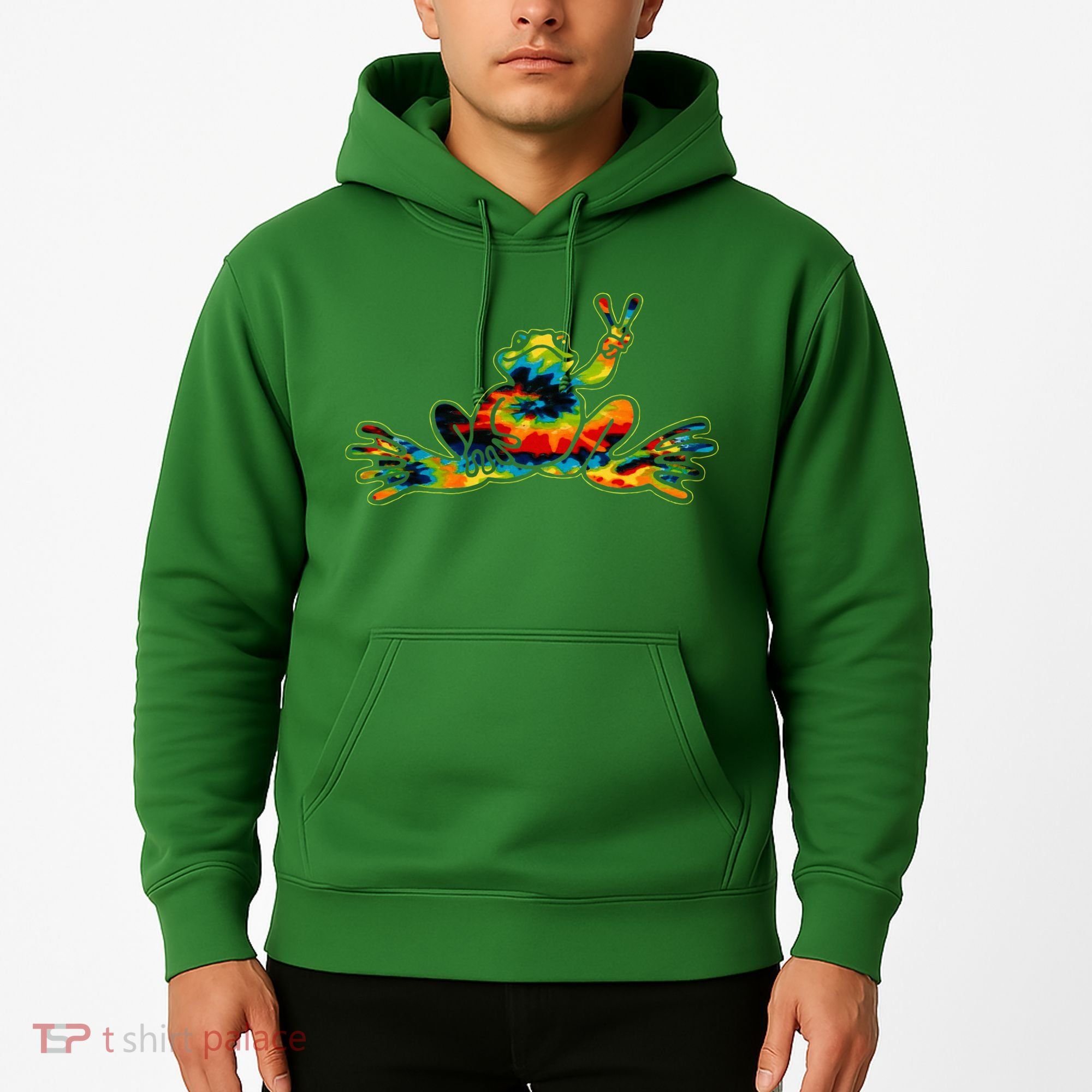 Cool Peace Frog Tie Dye 1960s Fashion Nonconformists Hoodie