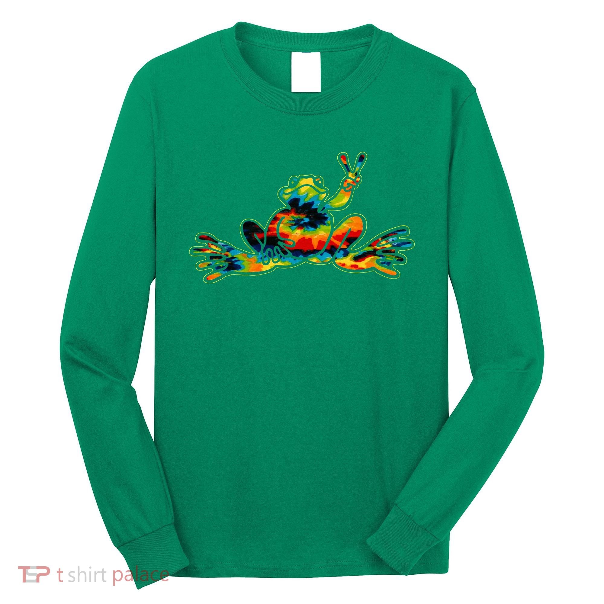 Cool Peace Frog Tie Dye 1960s Fashion Nonconformists Long Sleeve Shirt