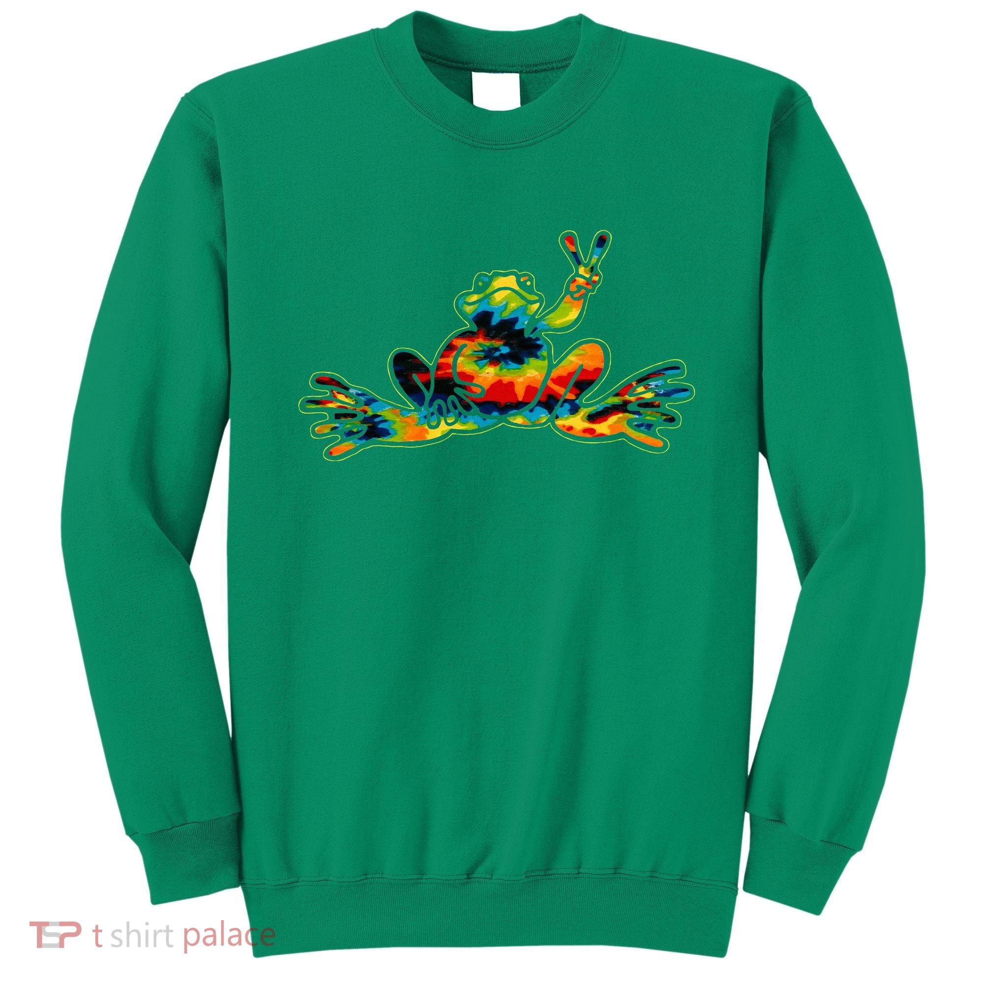 Cool Peace Frog Tie Dye 1960s Fashion Nonconformists Sweatshirt