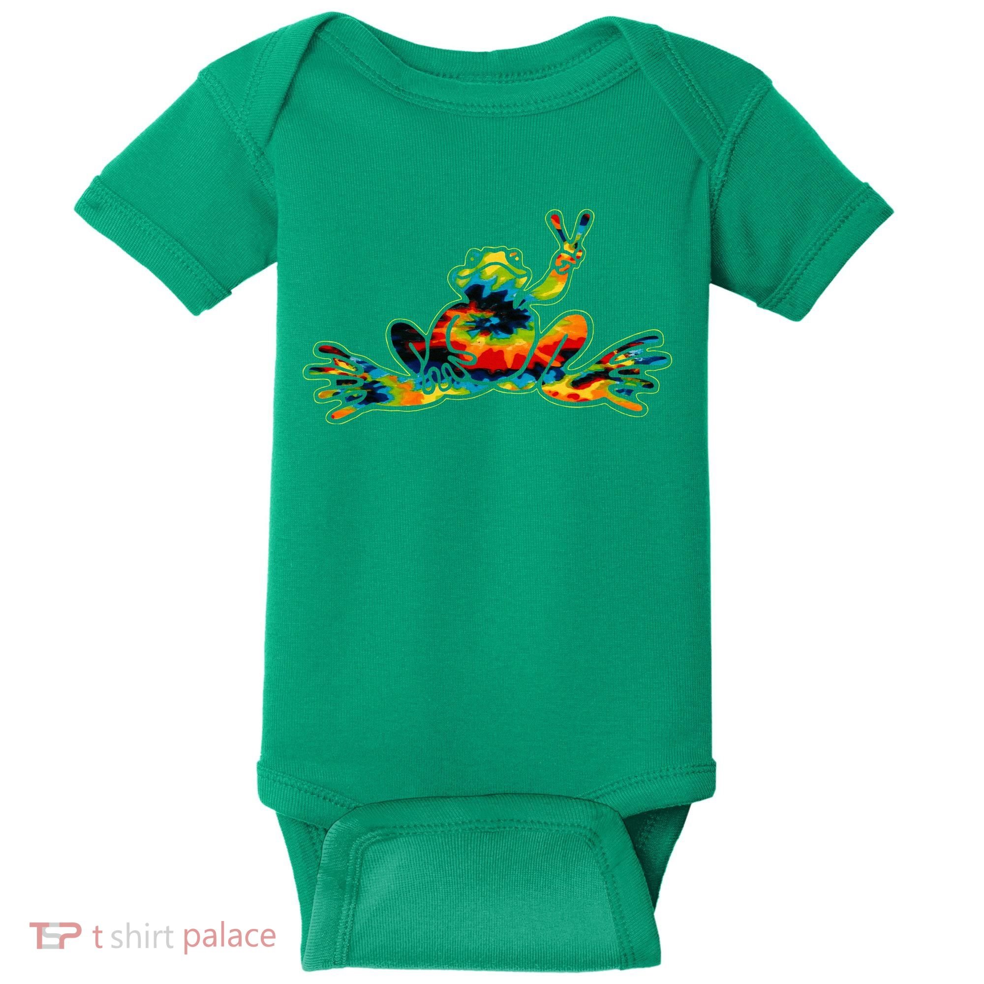 Cool Peace Frog Tie Dye 1960s Fashion Nonconformists Baby Bodysuit