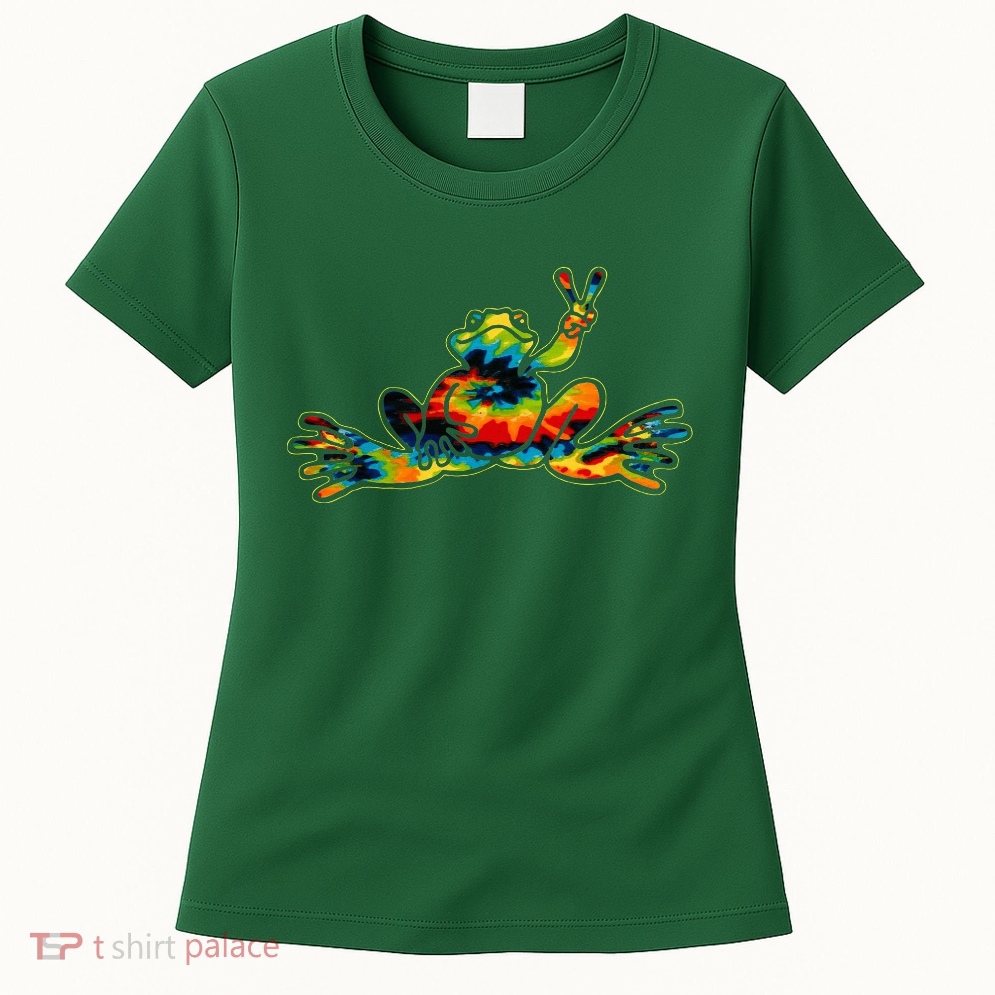 Cool Peace Frog Tie Dye 1960s Fashion Nonconformists Women's T-Shirt