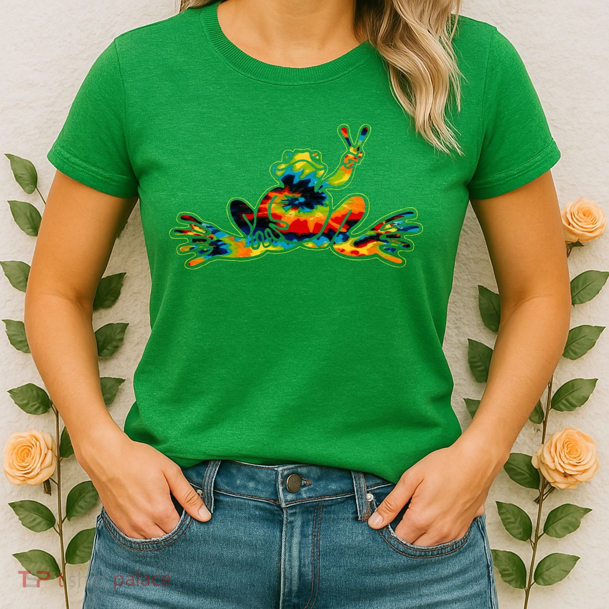 Cool Peace Frog Tie Dye 1960s Fashion Nonconformists Women's T-Shirt