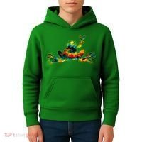 Cool Peace Frog Tie Dye 1960s Fashion Nonconformists Kids Hoodie thumb 4