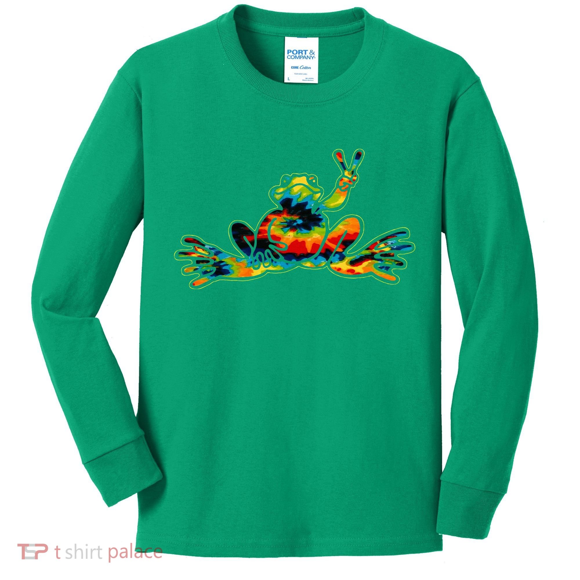 Cool Peace Frog Tie Dye 1960s Fashion Nonconformists Kids Long Sleeve Shirt
