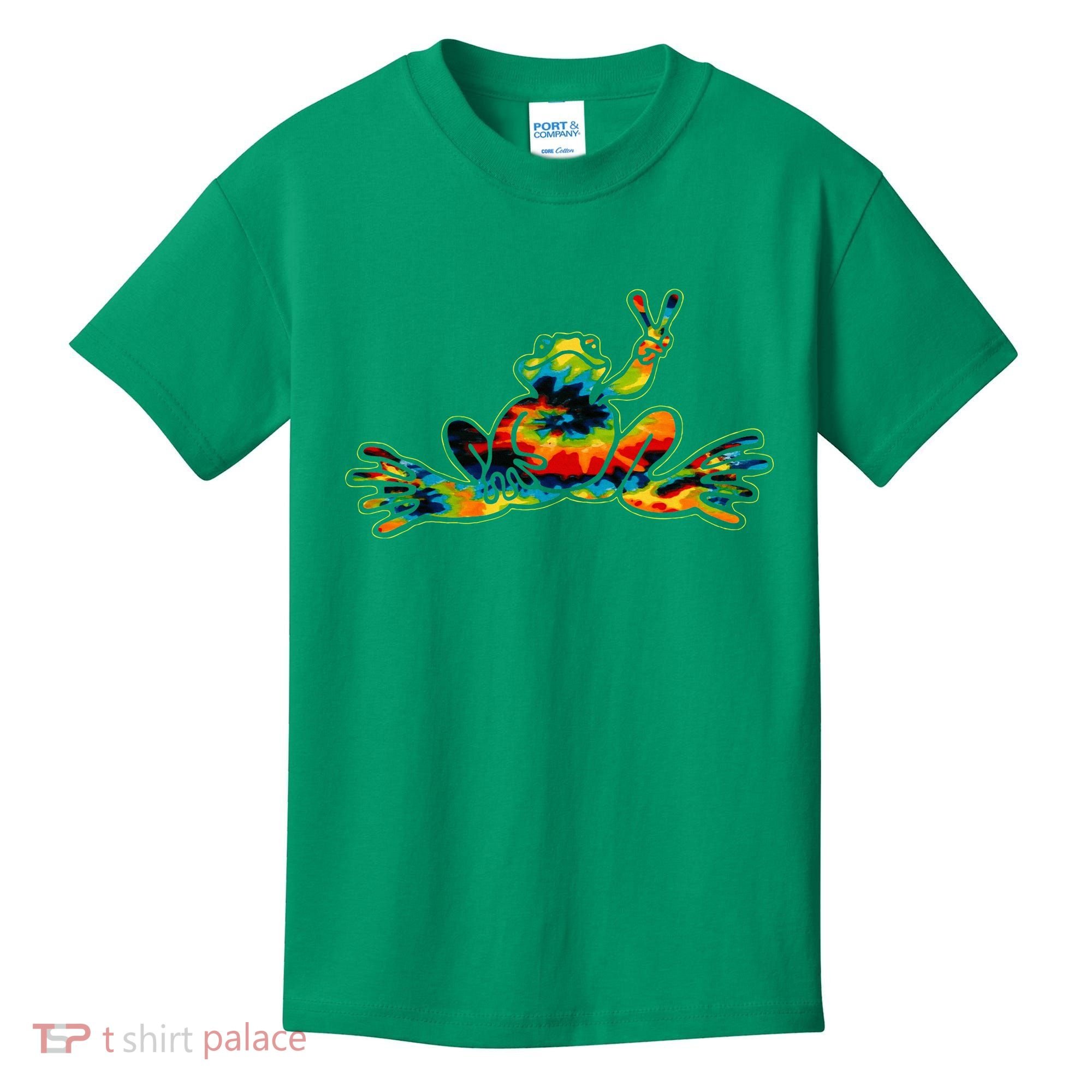 Cool Peace Frog Tie Dye 1960s Fashion Nonconformists Kids T-Shirt