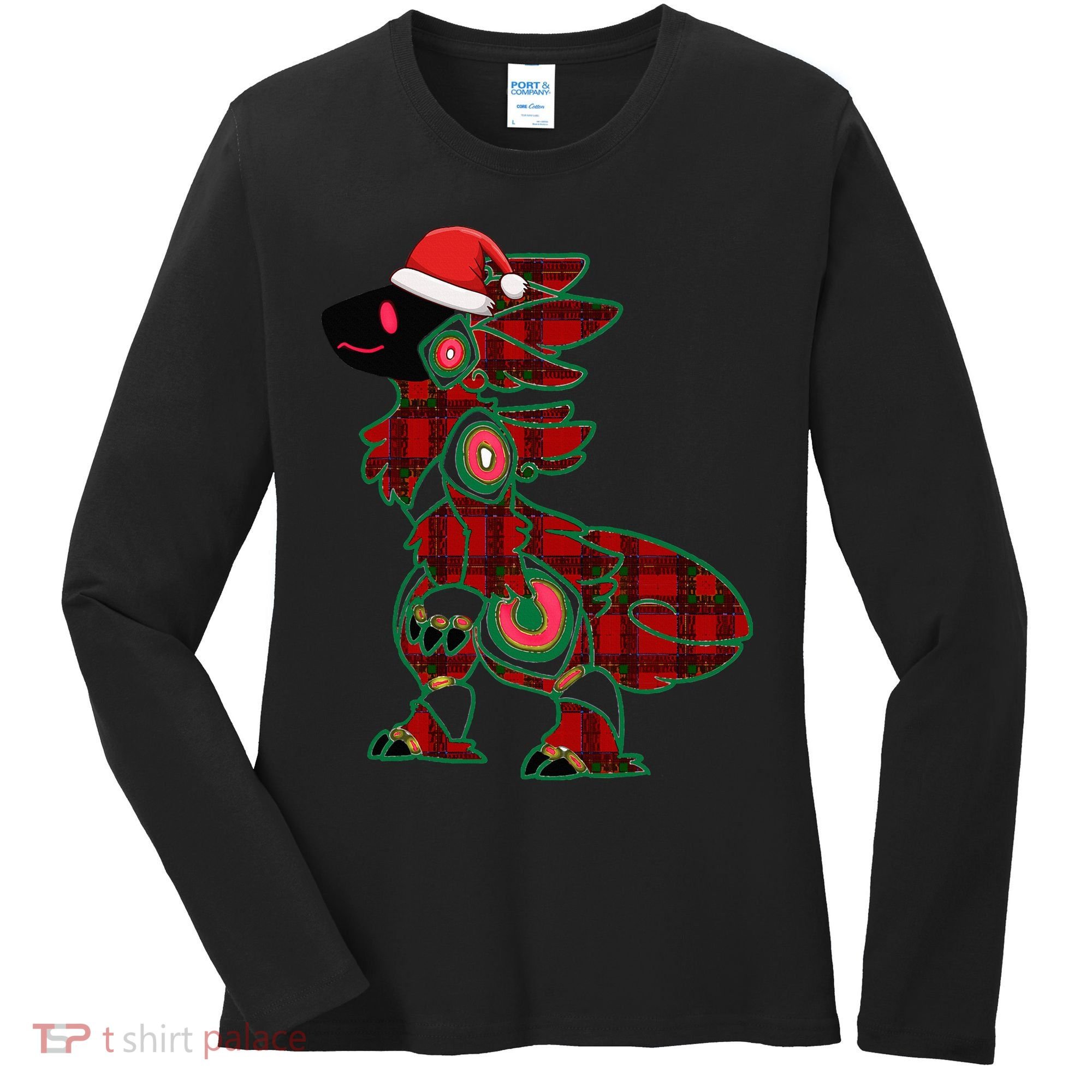 Christmas Protogen Fursuit Tartan Fursona Women's Long Sleeve Shirt