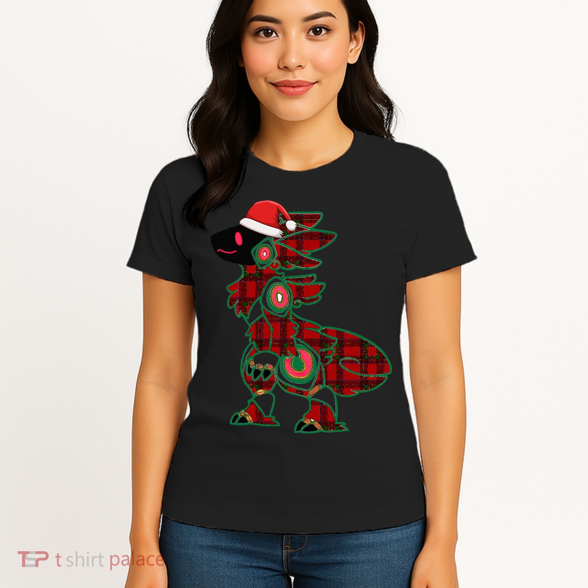 Christmas Protogen Fursuit Tartan Fursona Women's T-Shirt