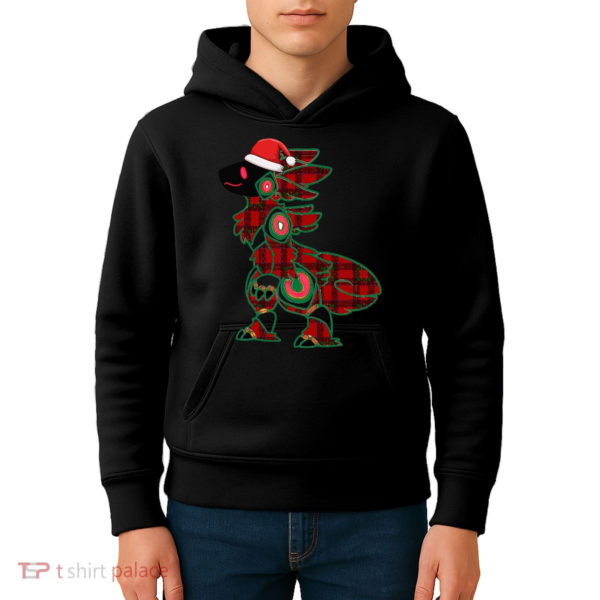 Christmas Protogen Fursuit Tartan Fursona Kids Hoodie
