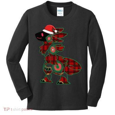 Christmas Protogen Fursuit Tartan Fursona Kids Long Sleeve Shirt
