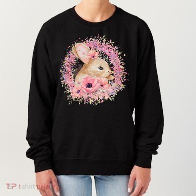 Cute Pink Floral Easter Bunny Women's Sweatshirt