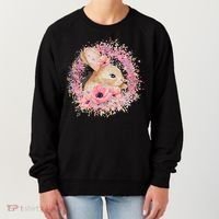 Cute Pink Floral Easter Bunny Women's Sweatshirt thumb 0