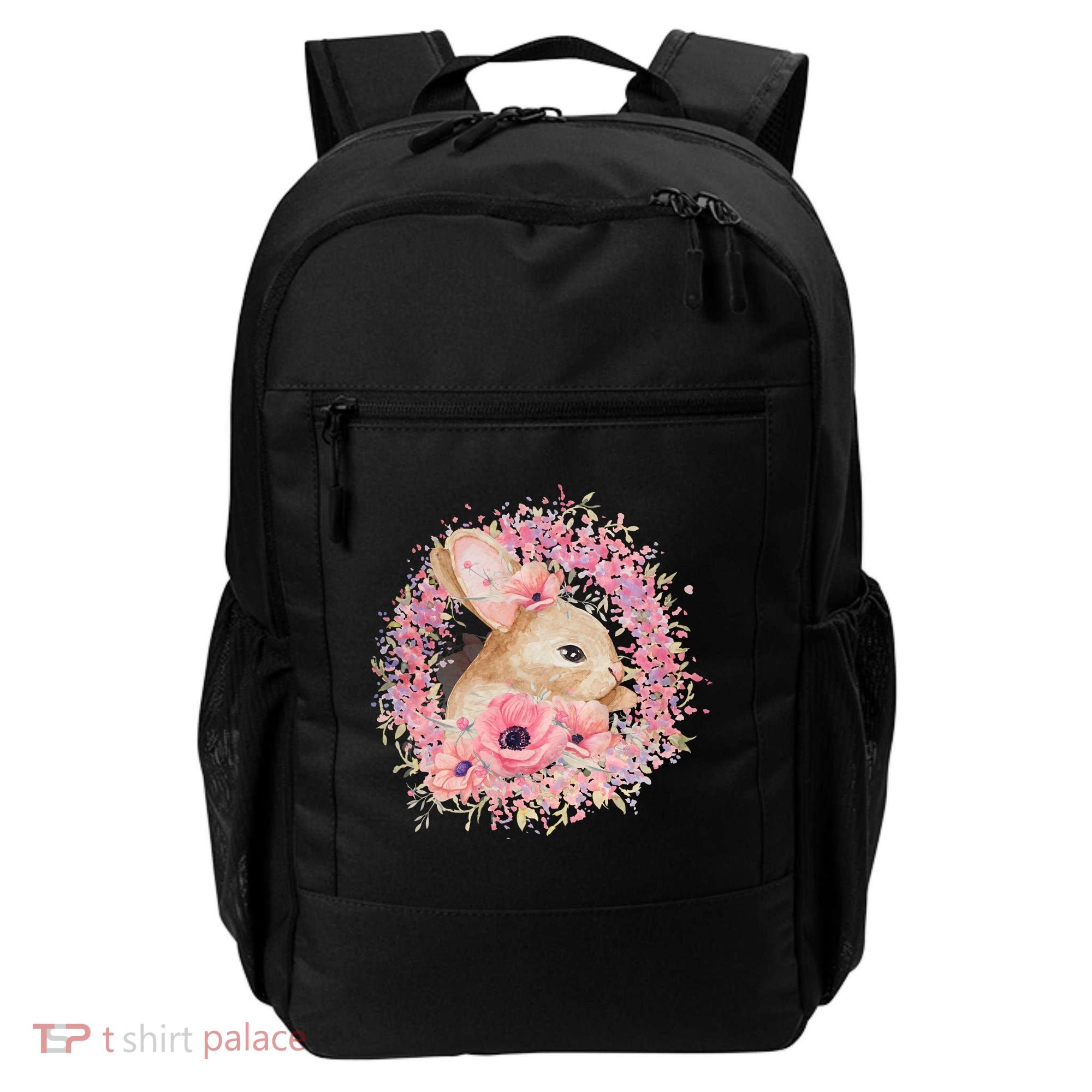 Cute Pink Floral Easter Bunny Backpack