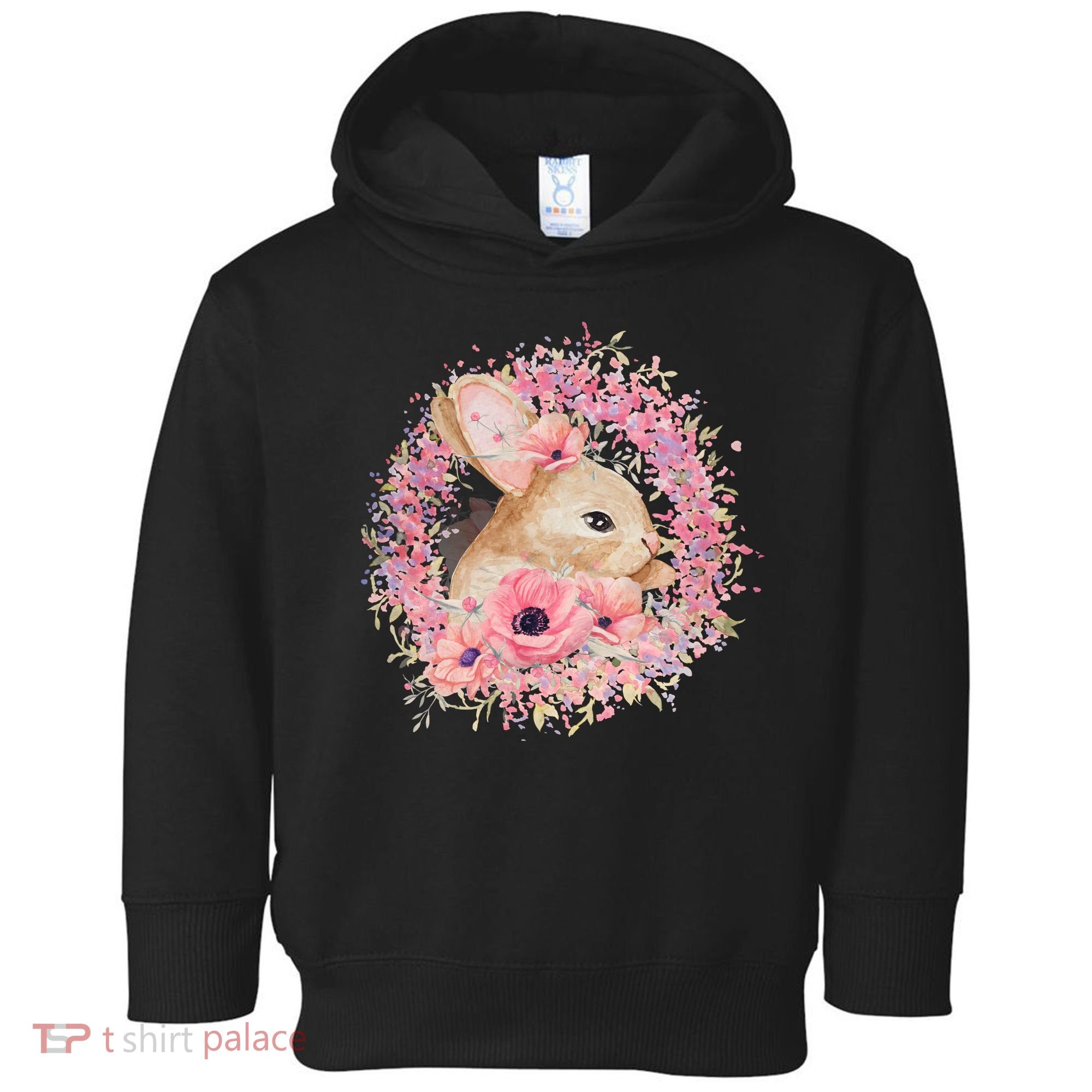 Cute Pink Floral Easter Bunny Toddler Hoodie