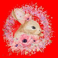 Cute Pink Floral Easter Bunny Santa Hat thumb 1