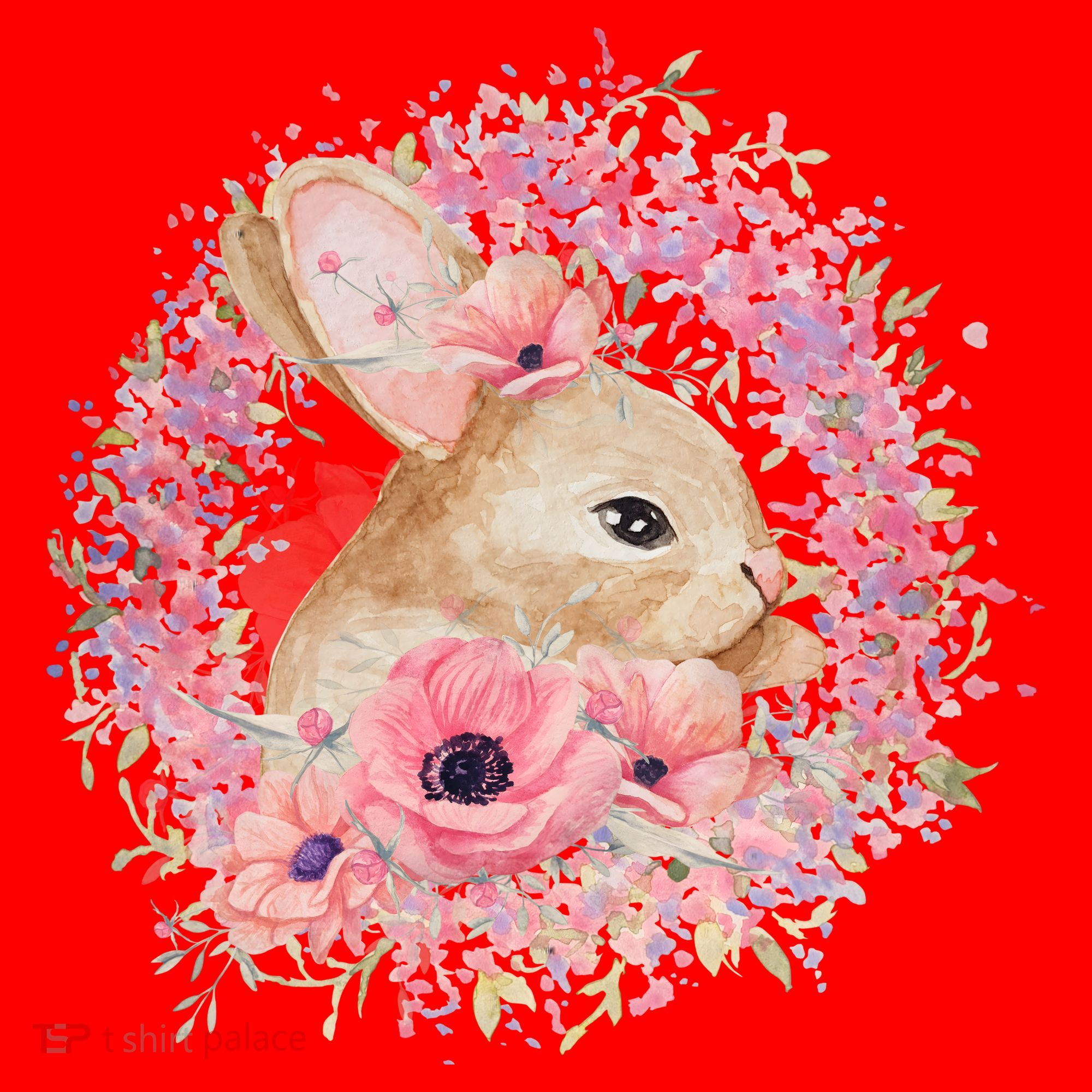 Cute Pink Floral Easter Bunny Santa Hat