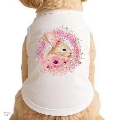 Cute Pink Floral Easter Bunny Doggie Tank