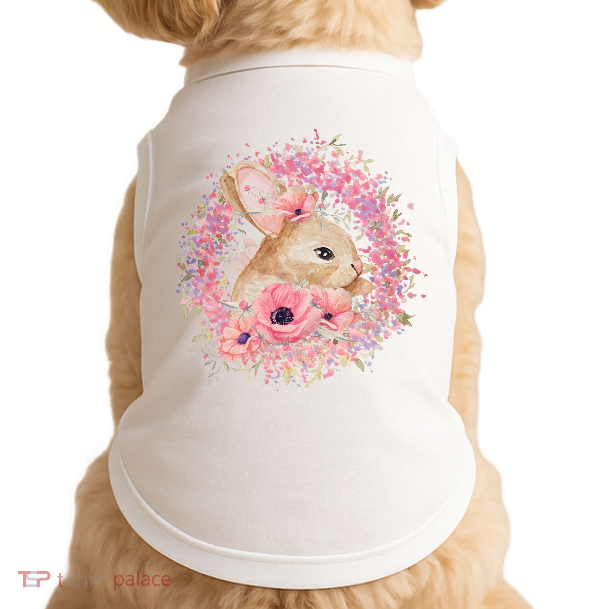 Cute Pink Floral Easter Bunny Doggie Tank