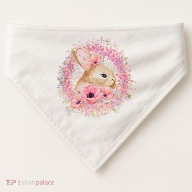 Cute Pink Floral Easter Bunny USA-Made Doggie Bandana