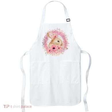 Cute Pink Floral Easter Bunny Apron