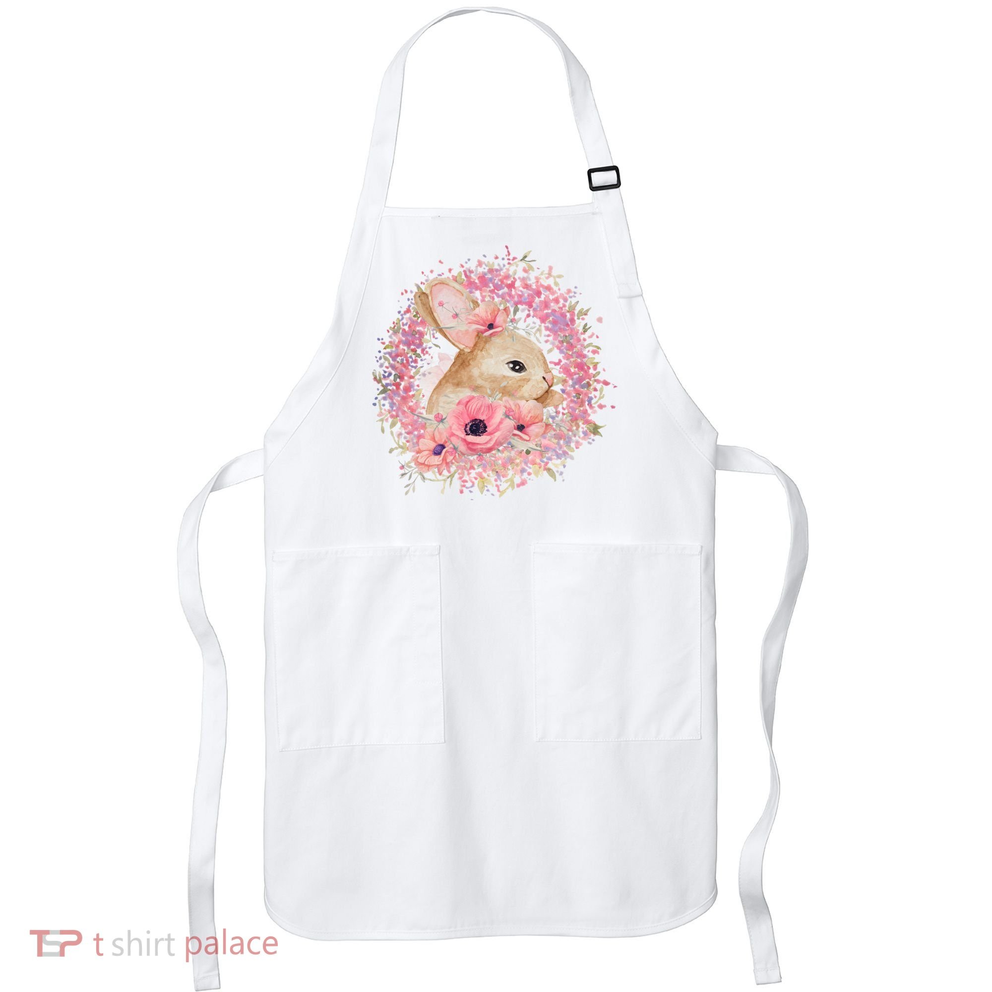 Cute Pink Floral Easter Bunny Apron