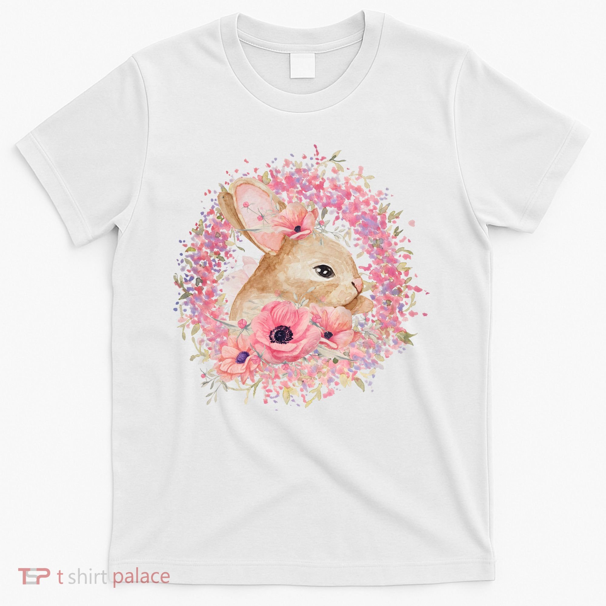 Cute Pink Floral Easter Bunny T-Shirt