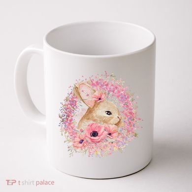 Cute Pink Floral Easter Bunny Coffee Mug