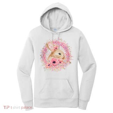 Cute Pink Floral Easter Bunny Women's Hoodie