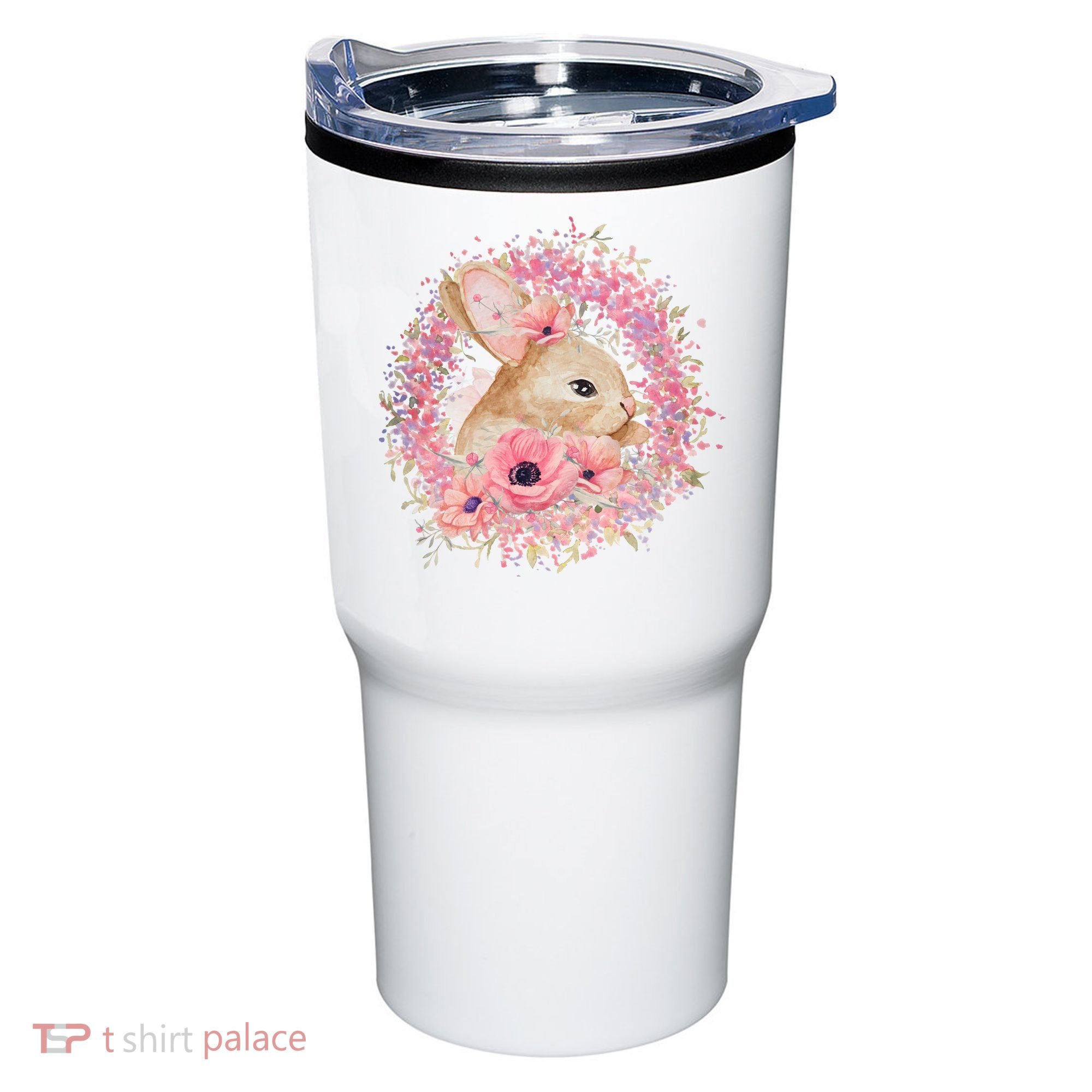 Cute Pink Floral Easter Bunny Tumbler