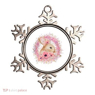 Cute Pink Floral Easter Bunny Ornament