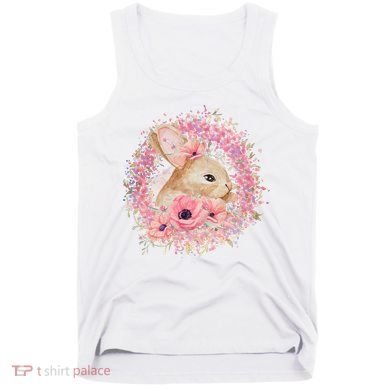 Cute Pink Floral Easter Bunny Tank Top