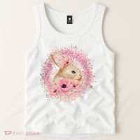 Cute Pink Floral Easter Bunny Tank Top thumb 2