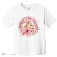Cute Pink Floral Easter Bunny Toddler T-Shirt thumb 0