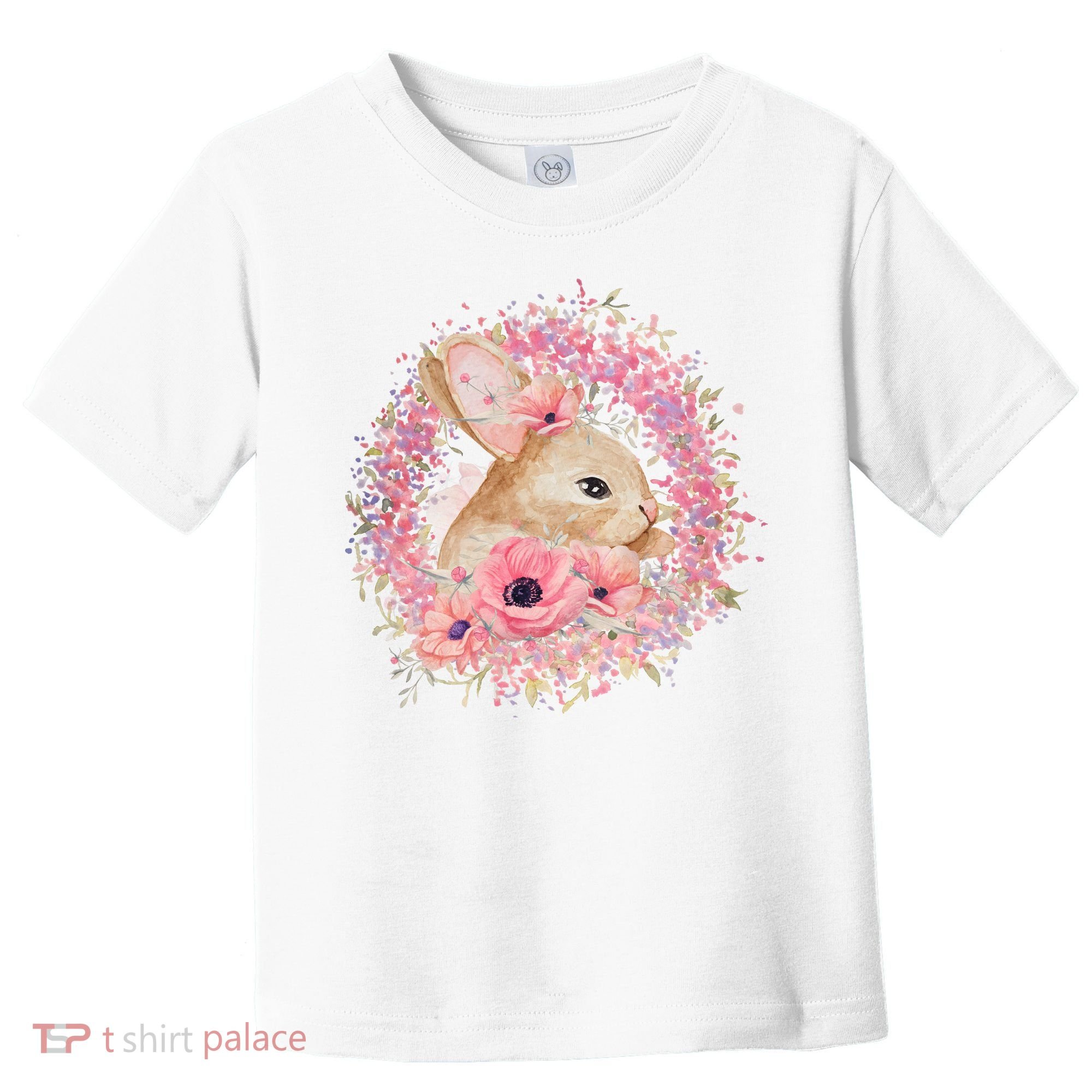 Cute Pink Floral Easter Bunny Toddler T-Shirt