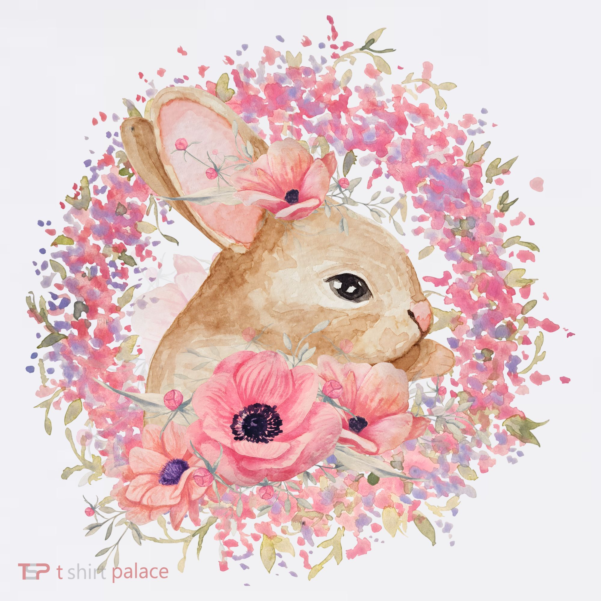 Cute Pink Floral Easter Bunny Women's Long Sleeve Shirt