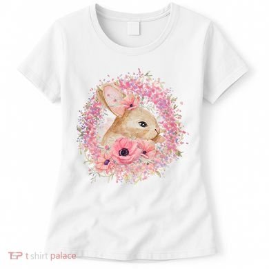 Cute Pink Floral Easter Bunny Women's T-Shirt
