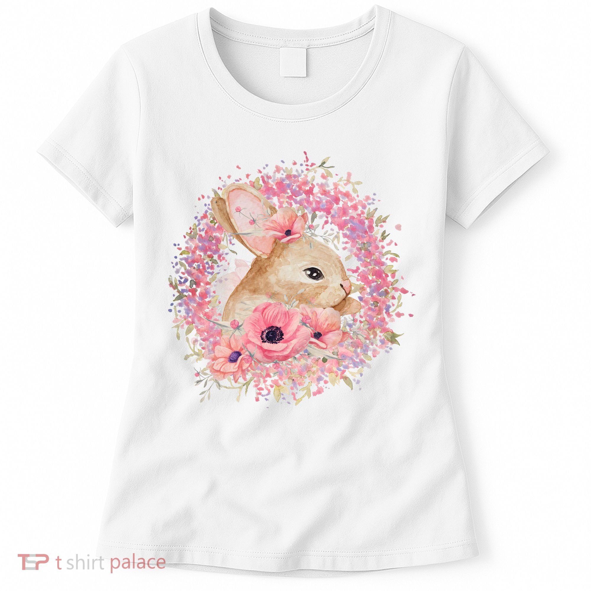 Cute Pink Floral Easter Bunny Women's T-Shirt