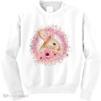 Cute Pink Floral Easter Bunny Kids Sweatshirt thumb 0