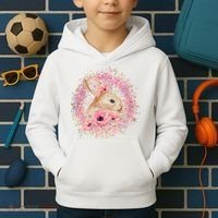 Cute Pink Floral Easter Bunny Kids Hoodie thumb 2