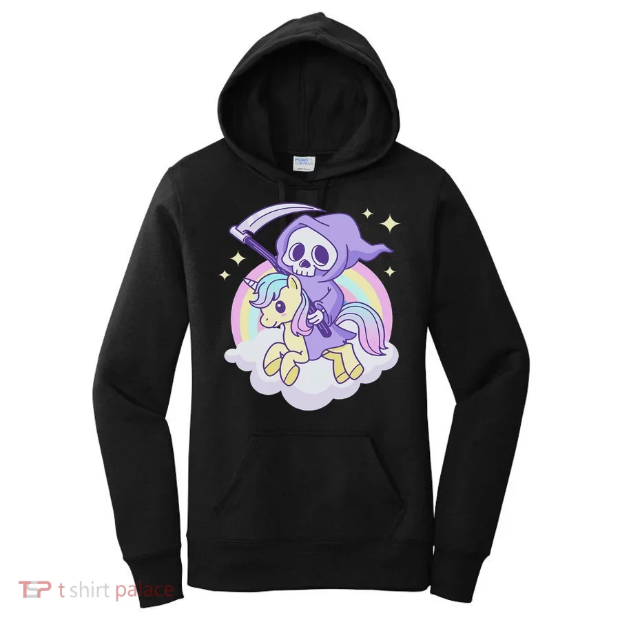 Cute Pastel Goth Grim Reaper On A Unicorn Women's Hoodie