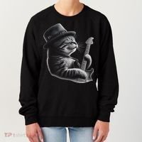 Cat Playing Guitar Funny Rock Music Guitar Cat Women's Sweatshirt thumb 0