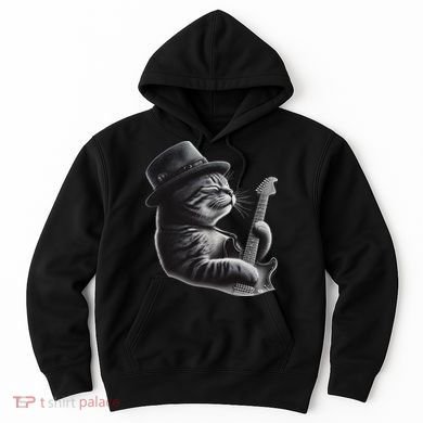 Cat Playing Guitar Funny Rock Music Guitar Cat Hoodie