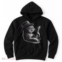 Cat Playing Guitar Funny Rock Music Guitar Cat Hoodie thumb 0