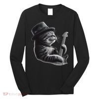 Cat Playing Guitar Funny Rock Music Guitar Cat Long Sleeve Shirt thumb 0