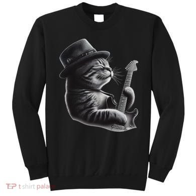 Cat Playing Guitar Funny Rock Music Guitar Cat Sweatshirt