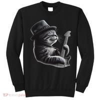 Cat Playing Guitar Funny Rock Music Guitar Cat Sweatshirt thumb 0