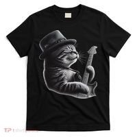 Cat Playing Guitar Funny Rock Music Guitar Cat T-Shirt thumb 0